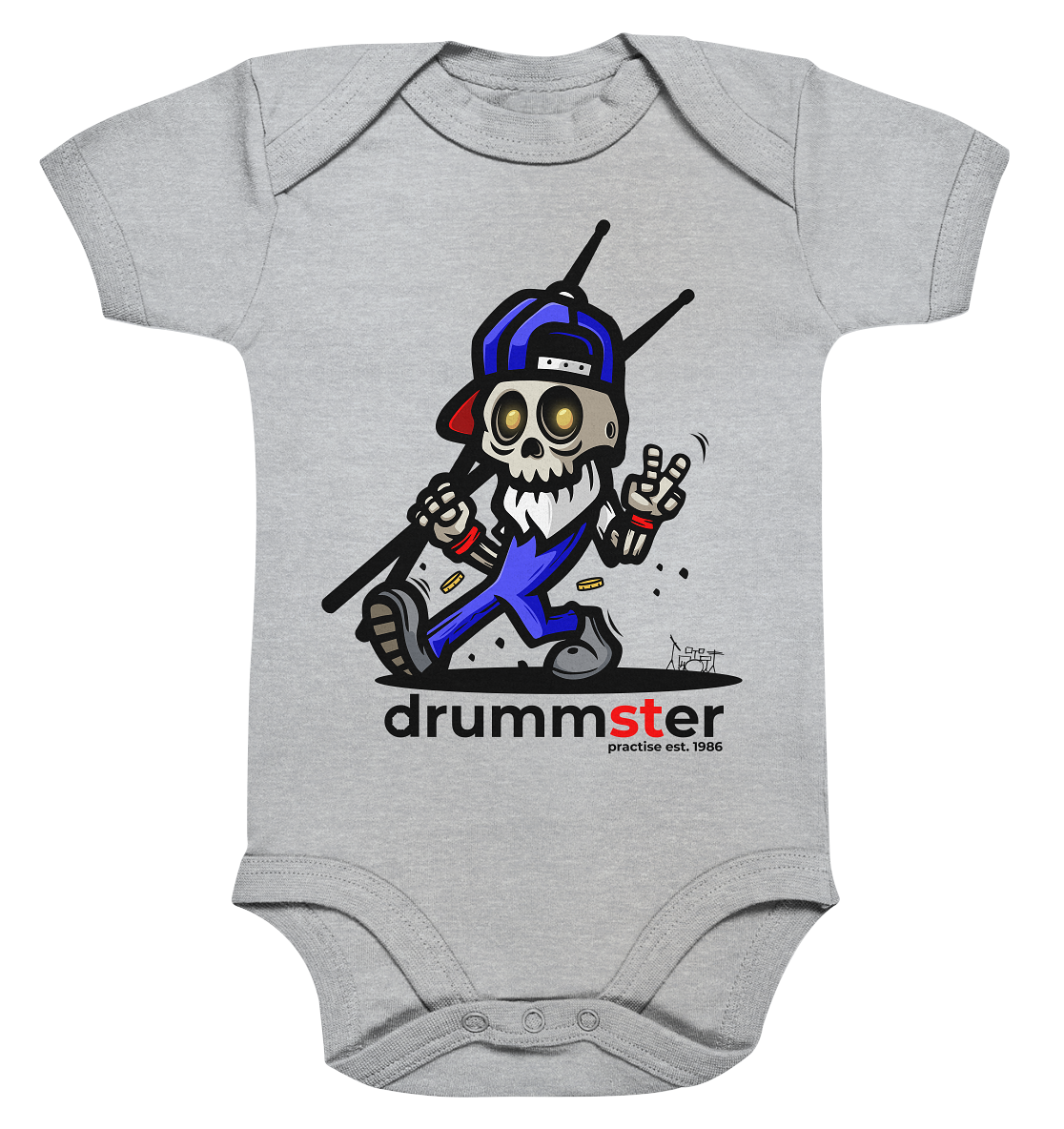 peace skulli - baby bodysuite | heather grey