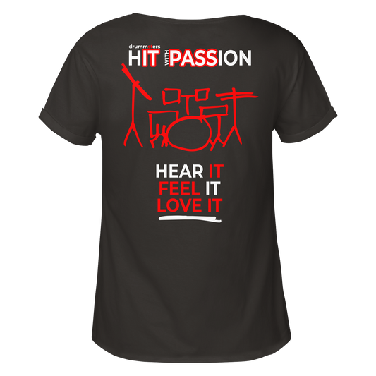 hIT with PASSion - ladies roll-up shirt | black