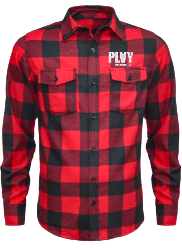 play (gestickte Version) - unisex flannel shirt | red/black