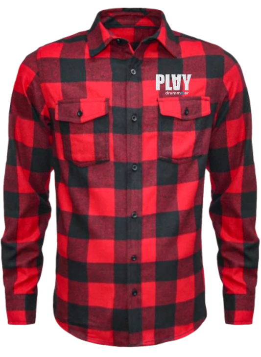 play (gestickte Version) - unisex flannel shirt | red/black