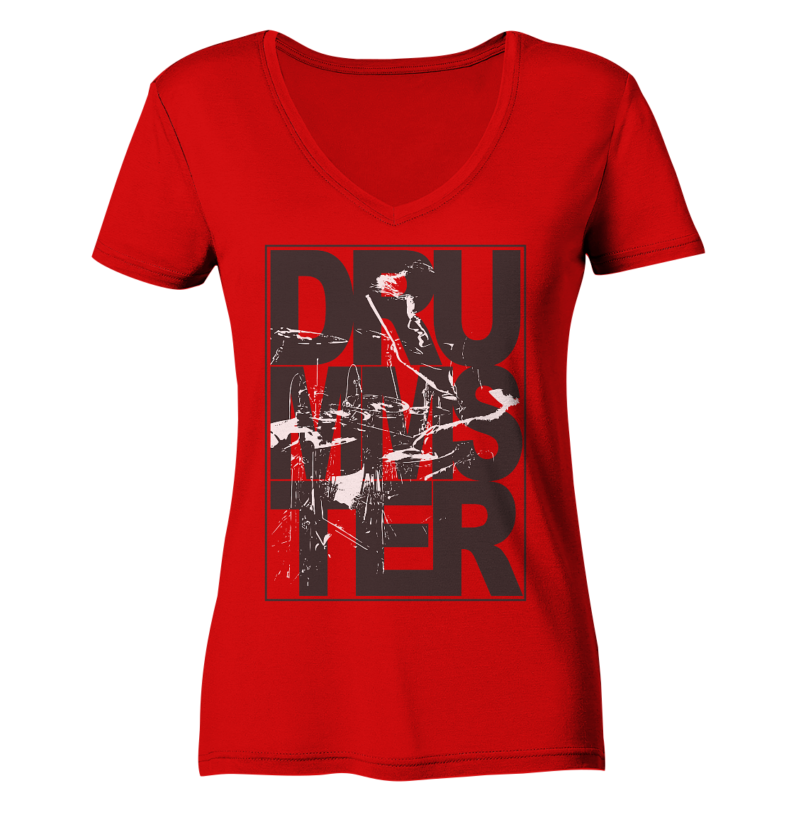 art of drummster v2 - ladies v-neck shirt | red