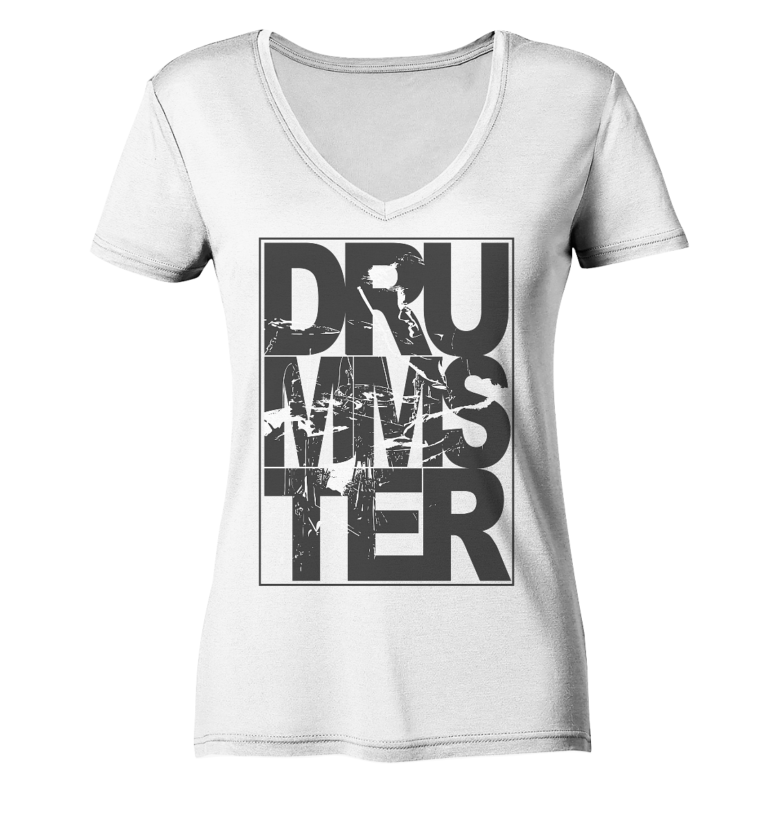 art of drummster v3 - ladies v-neck shirt | white